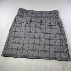Loft Petite Gray Plaid Workwear Mini Skirt With Front Pockets Classic Size M